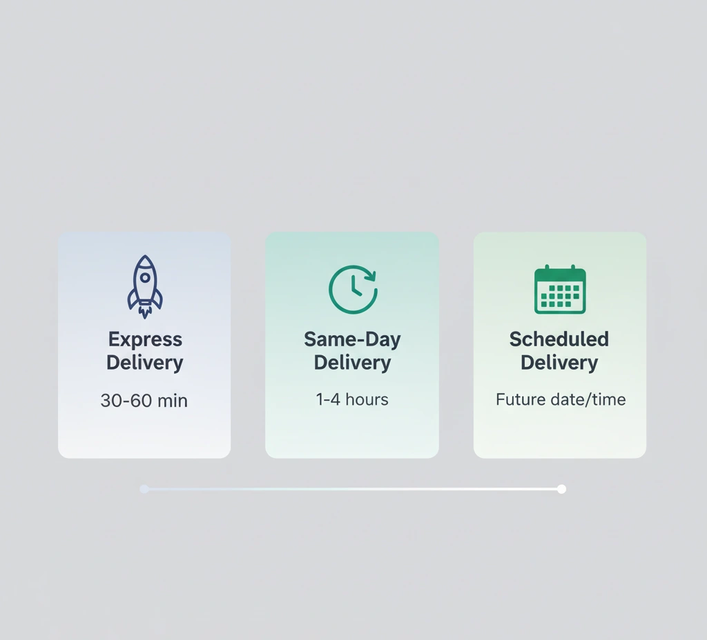 lcohol delivery speed options - express same-day and scheduled delivery comparison chart